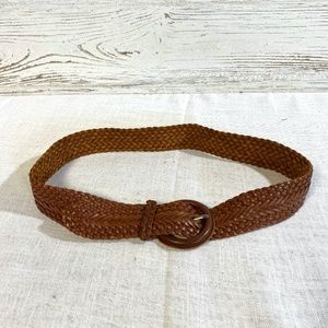 Abercrombie and Fitch Leather Belt Braided Woven Small Boho Brown